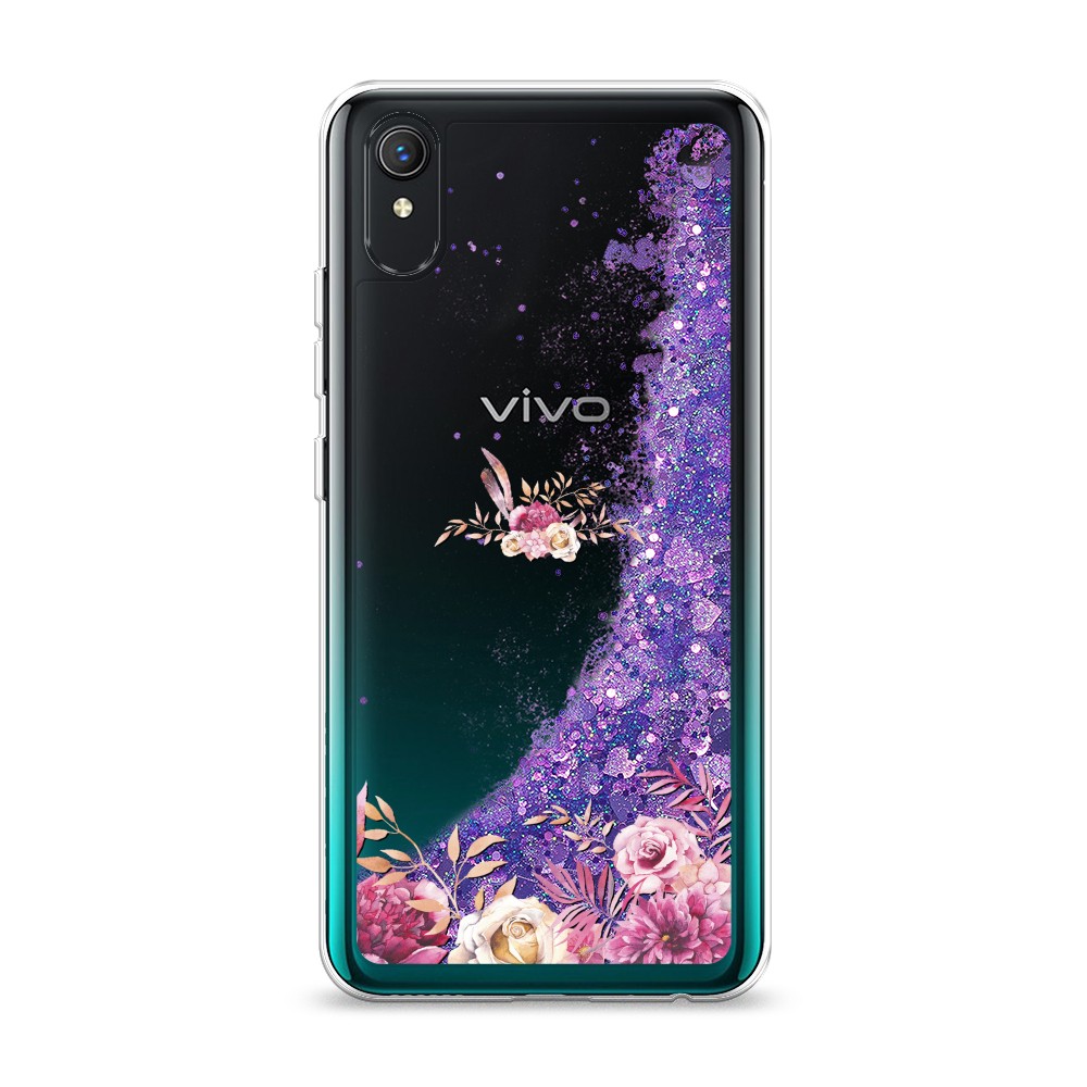 

Жидкий чехол с блестками "Нежные розовые цветы" на Vivo Y1s, 263292-1