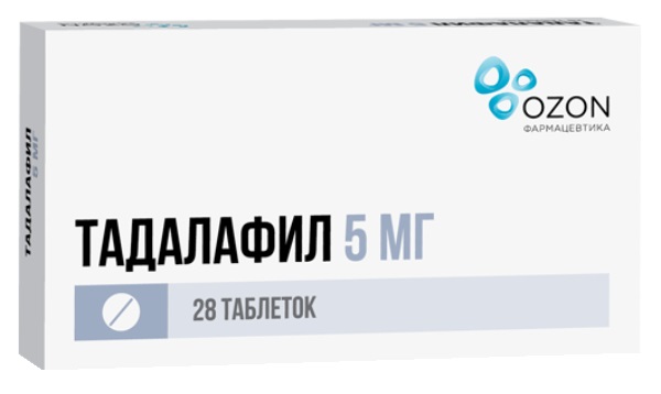 Купить Тадалафил таблетки 5 мг 28 шт., Озон ООО