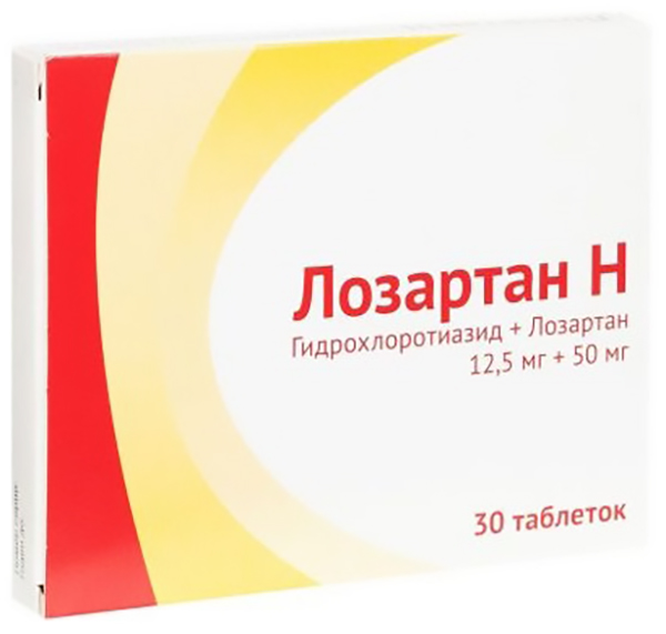 Лозартан-Н таблетки 12,5 мг+50 мг 30 шт.