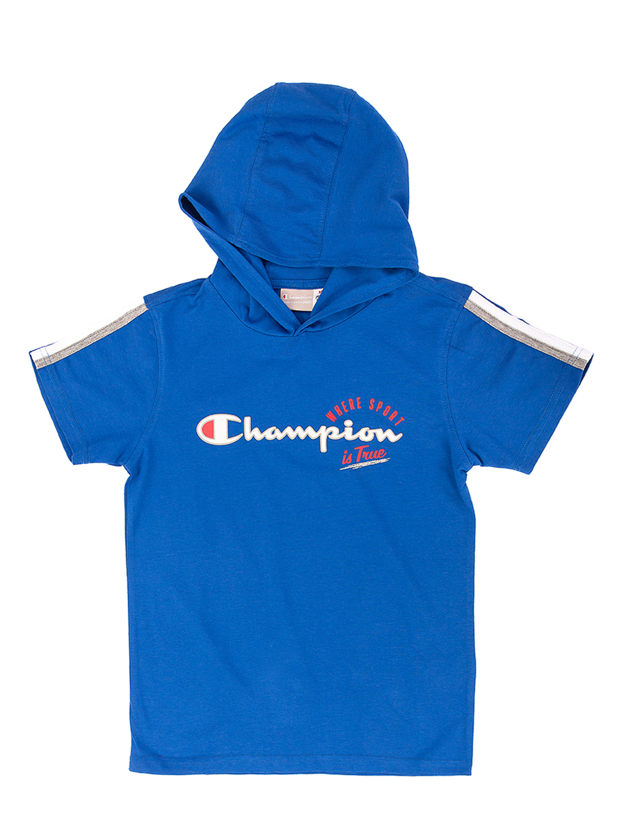 

Футболка детская Champion HOODED T-SHIRT, синий, 128, HOODED T'SHIRT