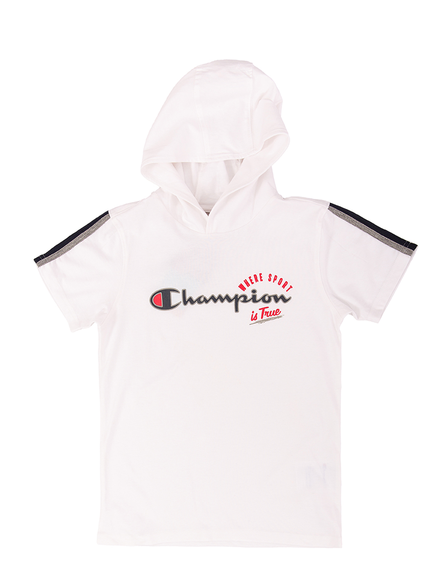 

Футболка детская Champion HOODED T-SHIRT, белый, 152, HOODED T'SHIRT