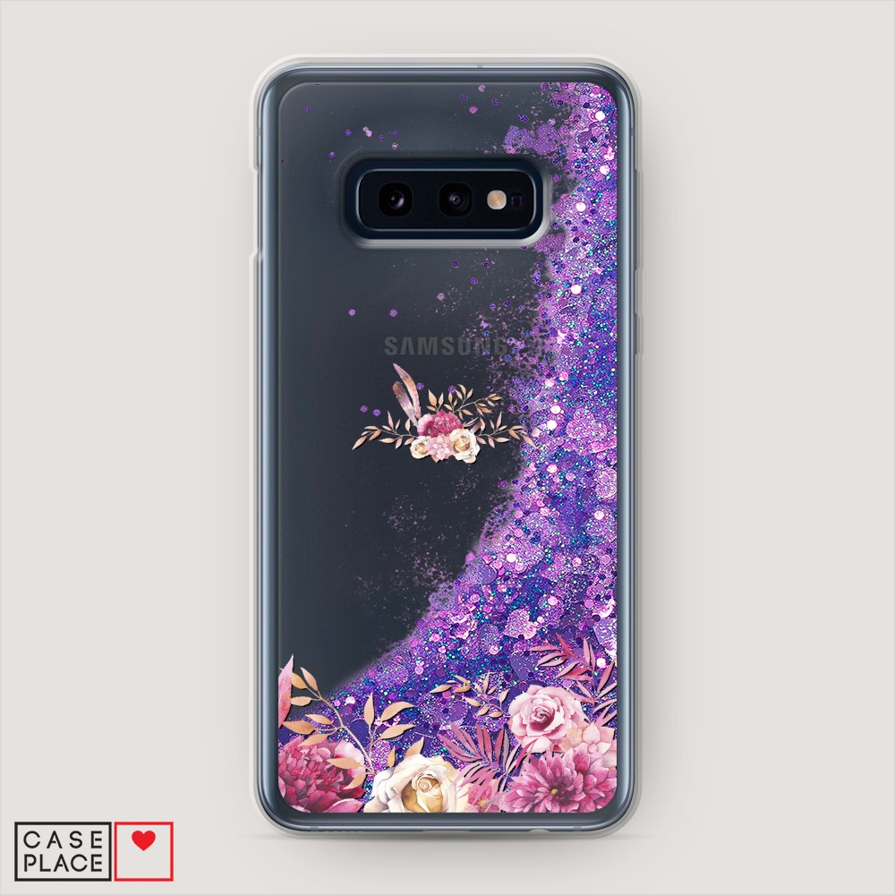 

Жидкий чехол с блестками "Нежные розовые цветы" на Samsung Galaxy S10E