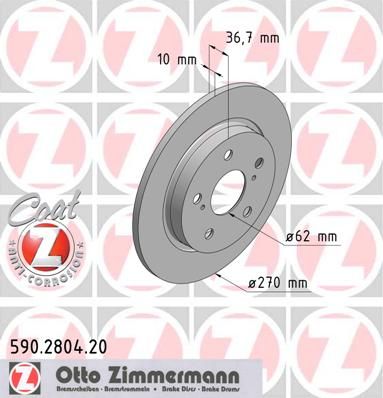 

590.2804.20 диск тормозной задний Toyota Auris 1.4/1.6/2.0 D-4D/2.2D 07>