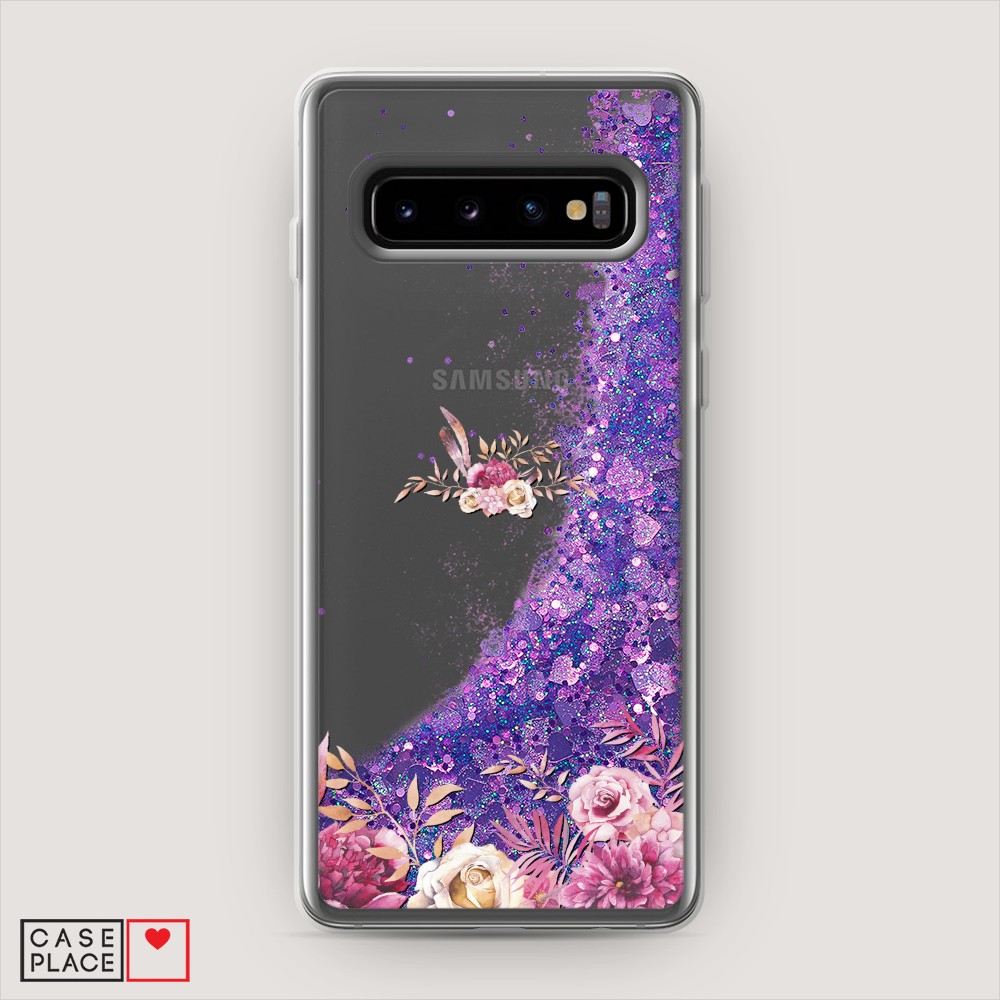 

Жидкий чехол с блестками "Нежные розовые цветы" на Samsung Galaxy S10 +, 27192-1