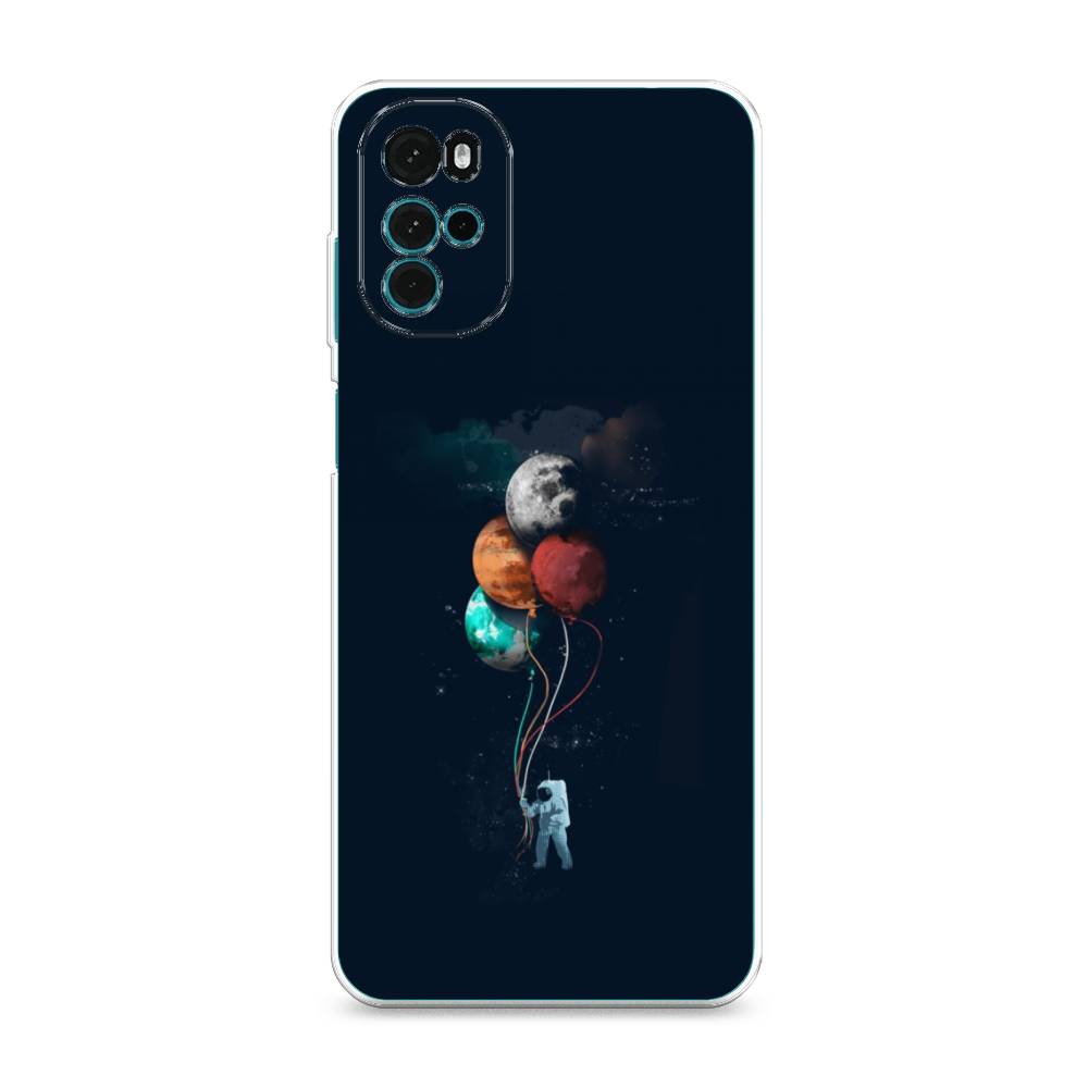 

Чехол на Motorola Moto G22 "Космонавт с шариками", Разноцветный, 243150-4