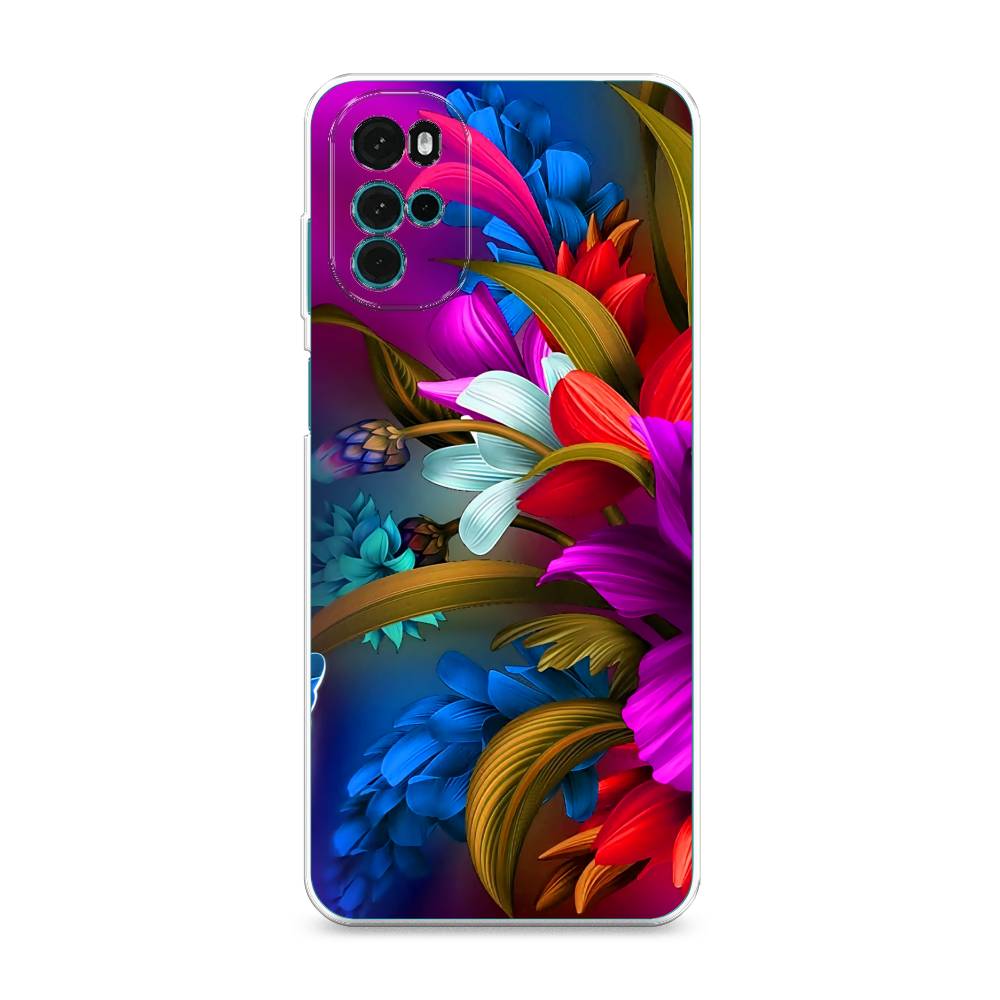 

Чехол на Motorola Moto G22 "Фантастические цветы", Фиолетовый;красный;синий, 243150-2
