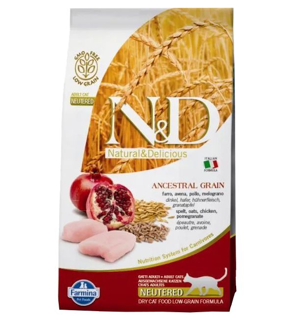 

FARMINA FARMINA CAT N&D ANCESTRAL GRAIN NEUTERED CHICKEN & POMEGRANATE низкозерновой для в