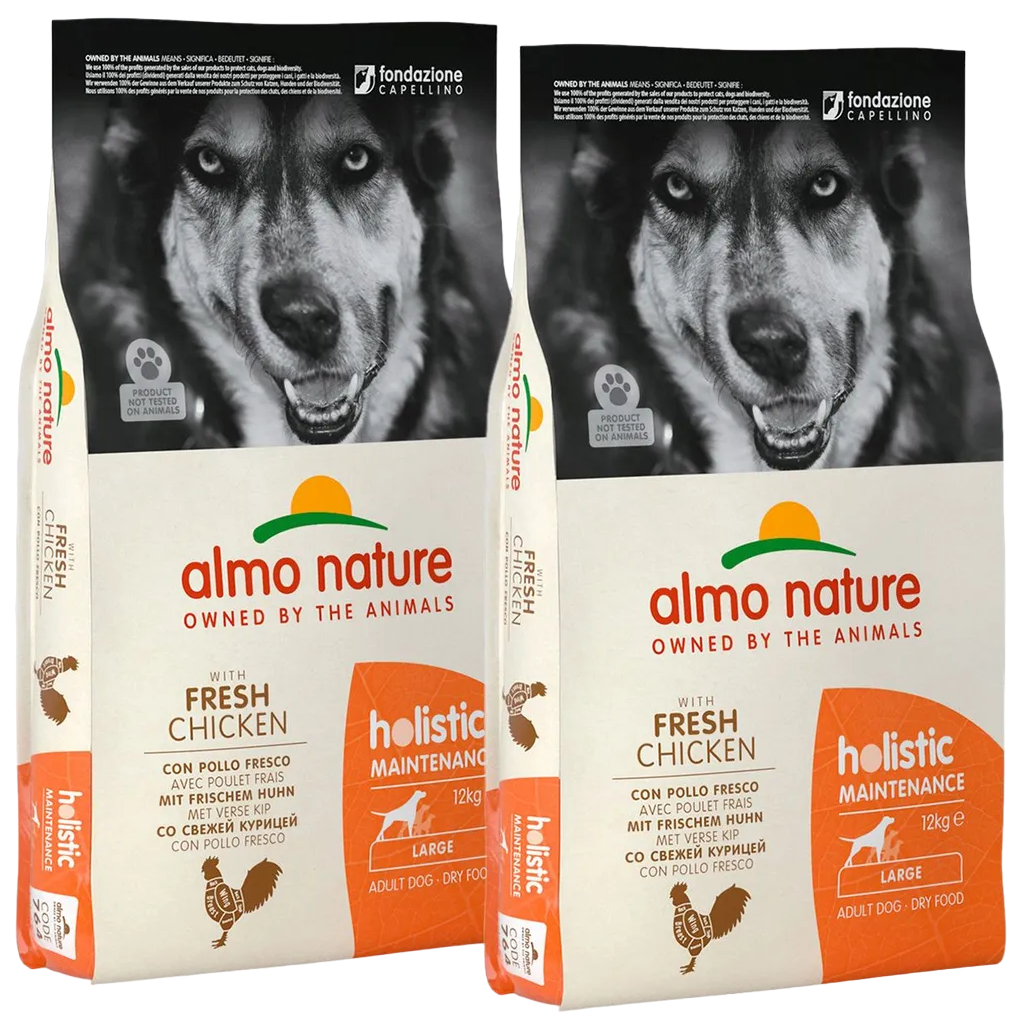 фото Сухой корм для собак almo nature adult dog large & chicken, с курицей, 2шт по 12кг