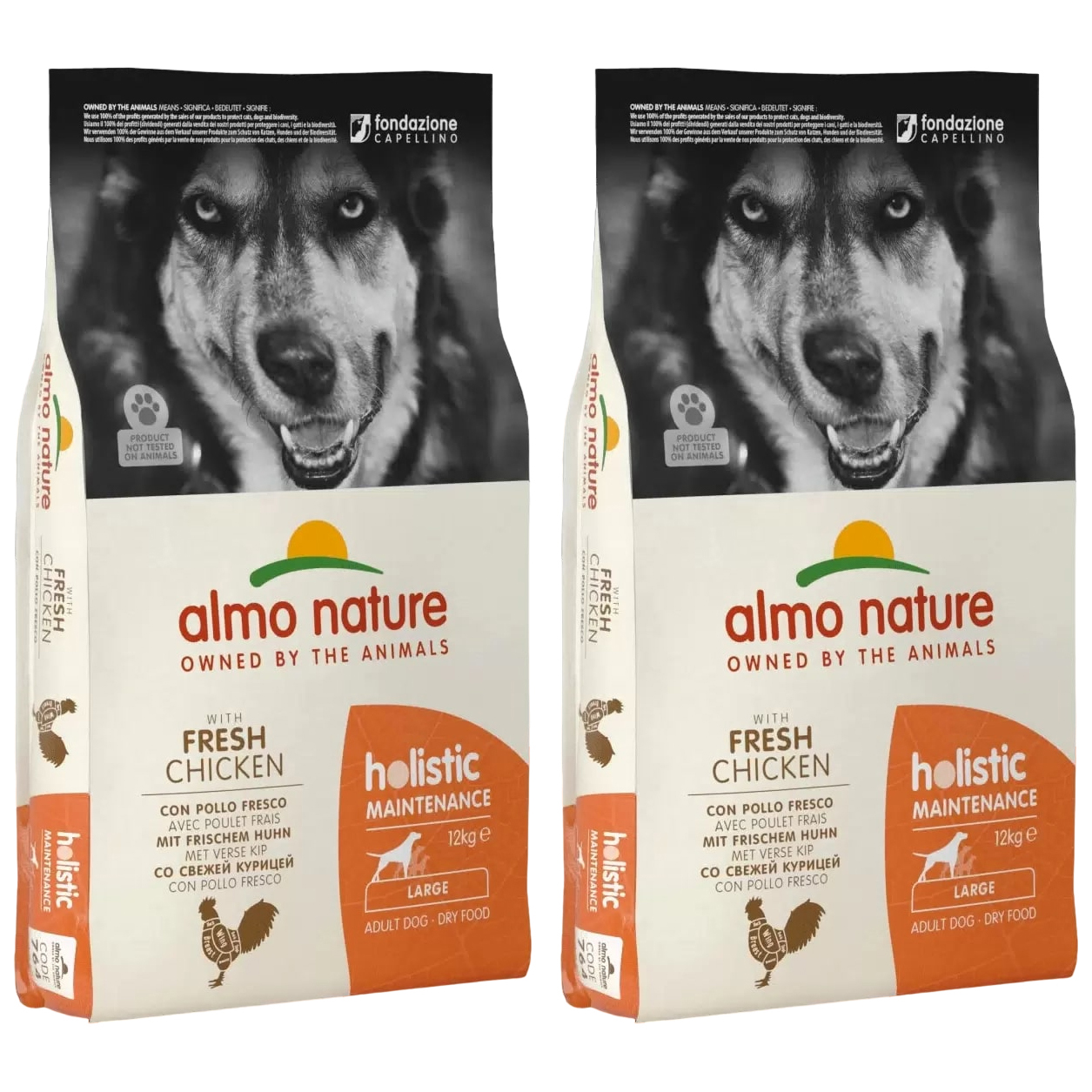 Сухой корм для собак Almo Nature Adult Dog Large & Chicken, курица, 2 шт по 12 кг