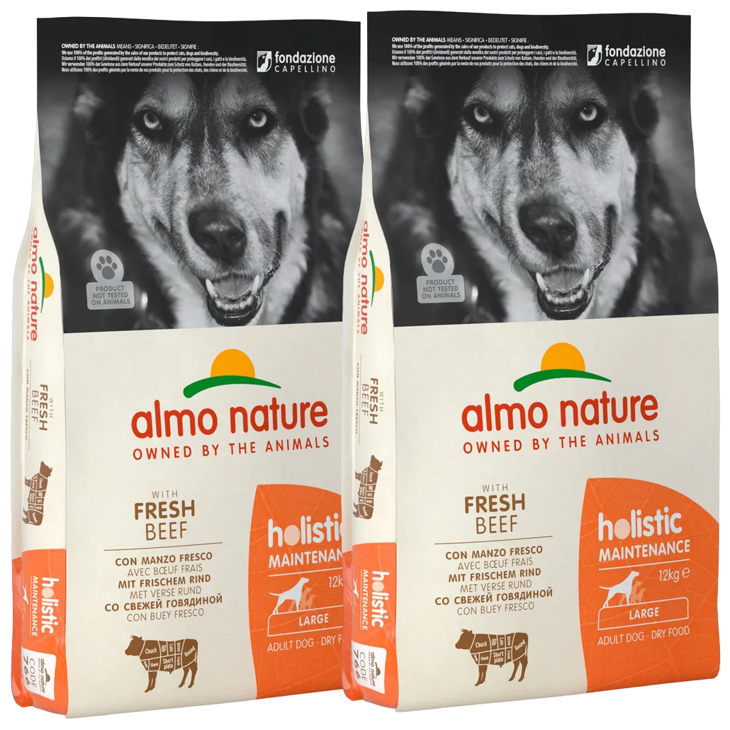 фото Сухой корм для собак almo nature adult dog large beef & rice, говядина, рис, 2шт по 12кг