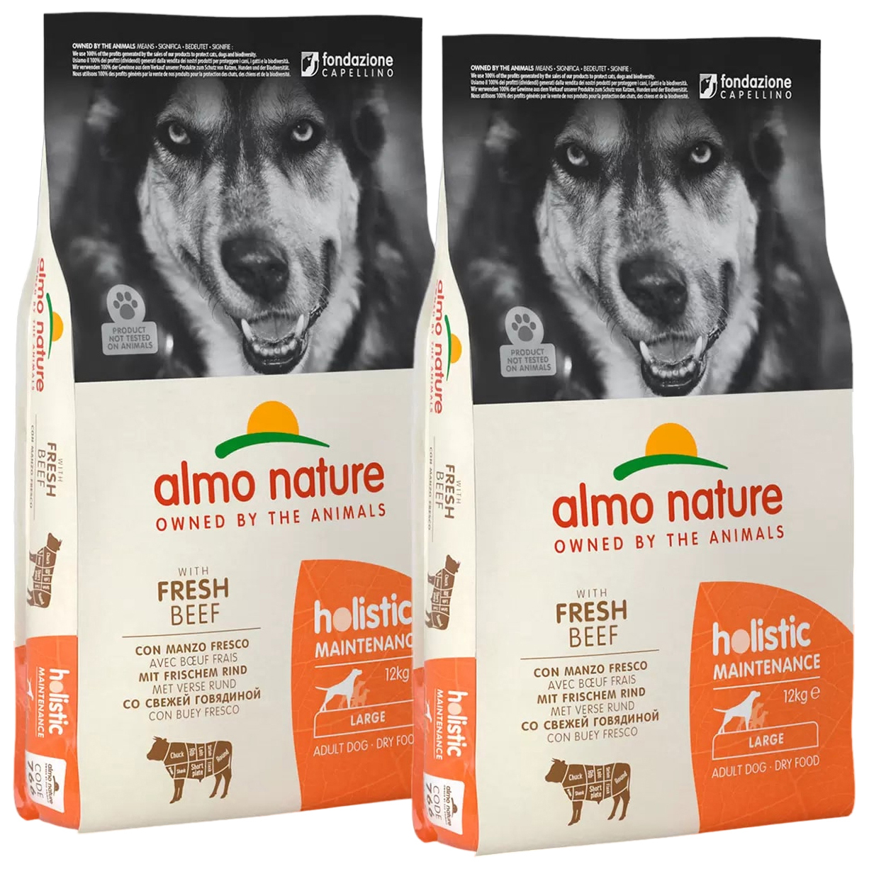 

Сухой корм для собак Almo Nature Adult Dog Large Beef & Rice, 2 шт по 12 кг