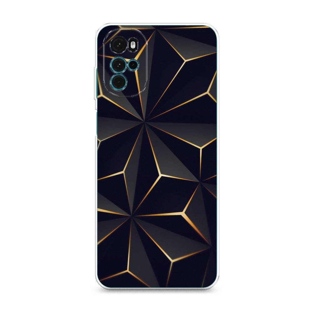 

Чехол на Motorola Moto G22 "Черные полигоны", Золотистый;черный, 243150-3