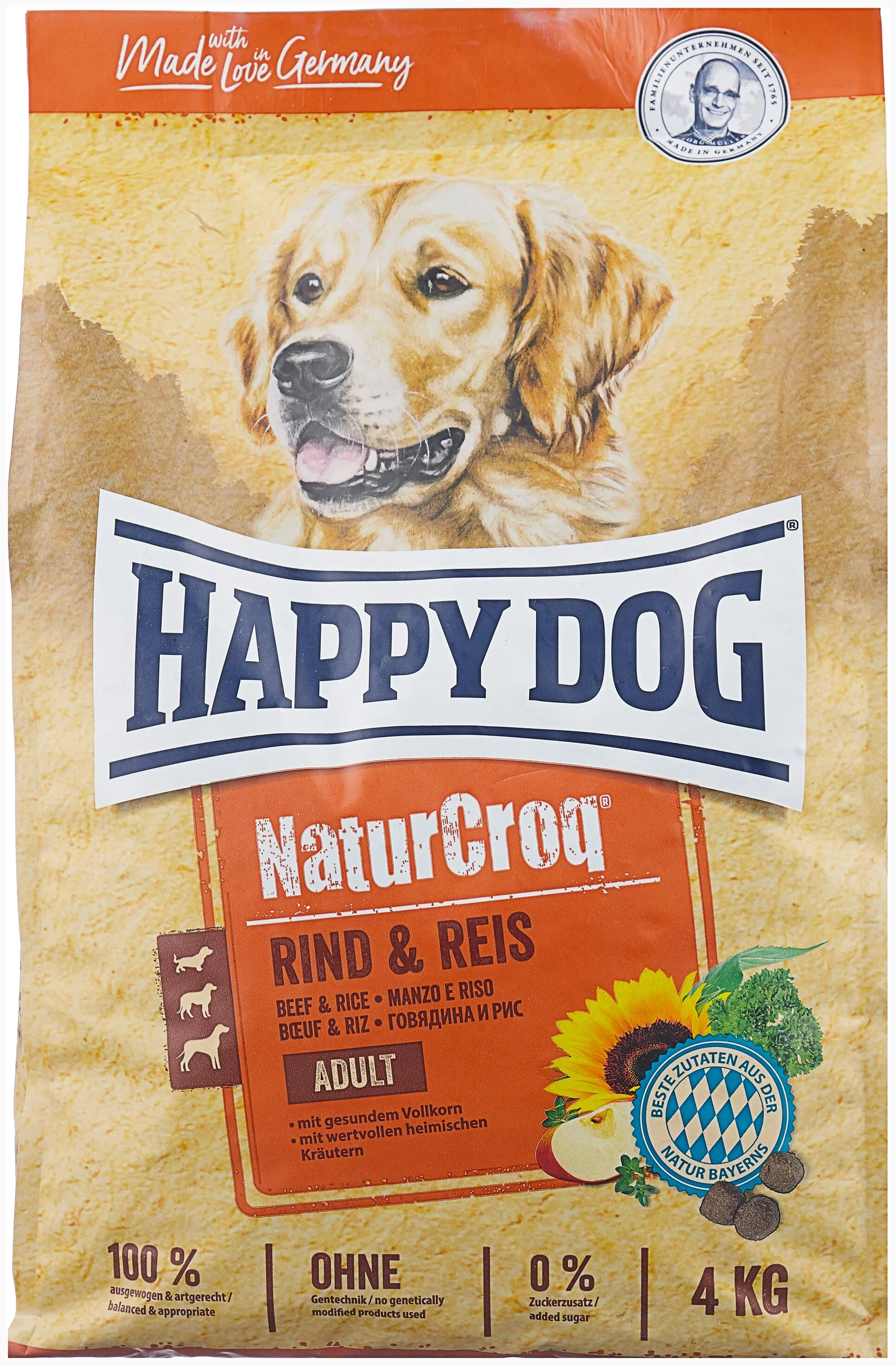 

HAPPY DOG HAPPY DOG NATURCROQ RIND & REIS для взрослых собак всех пород с говядиной и рисо