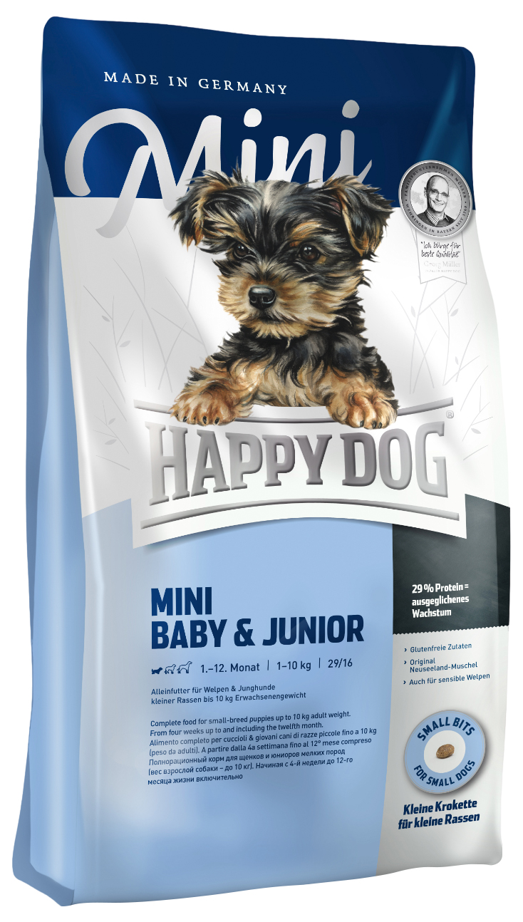 

Сухой корм для щенков Happy Dog Supreme Mini Baby & Junior, 2 шт по 4 кг