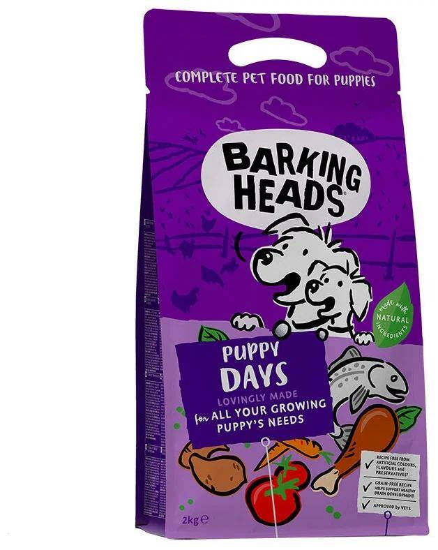 Сухой корм для щенков BARKING HEADS Щенячьи деньки, с лососем и курицей, 2шт по 2кг