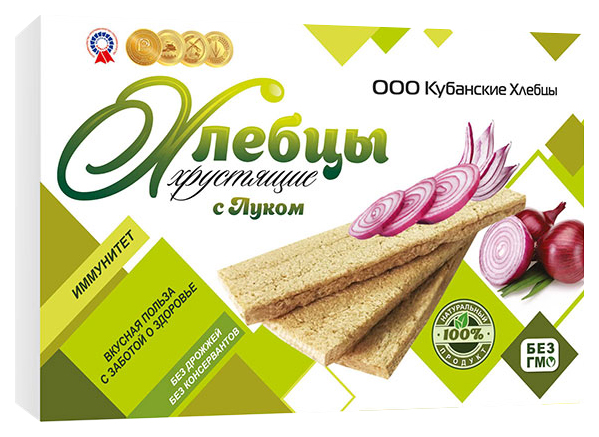 

Хлебцы ржано-пшеничные Кубанские хрустящие с луком 100 г