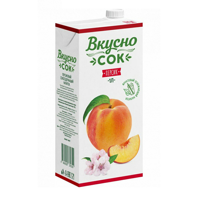 Напиток сокосодержащий ВкусноСок персиковый 1 л