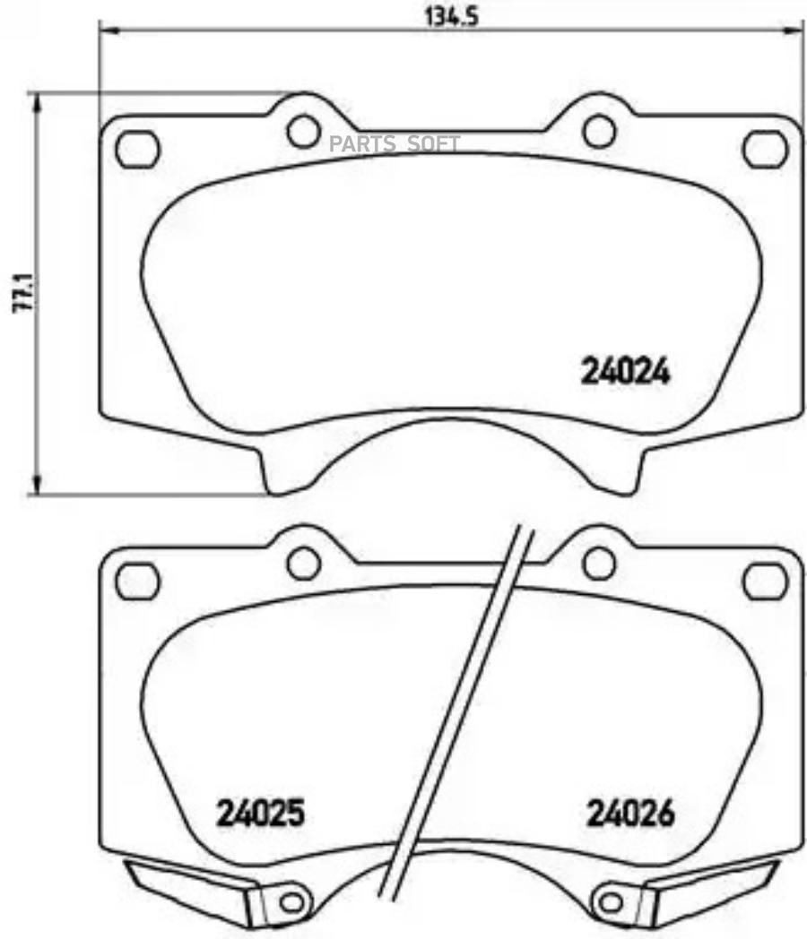 

Тормозный колодки brembo передние дисковые для Toyota 4Runner 95-, Land Cruiser 02- P83066