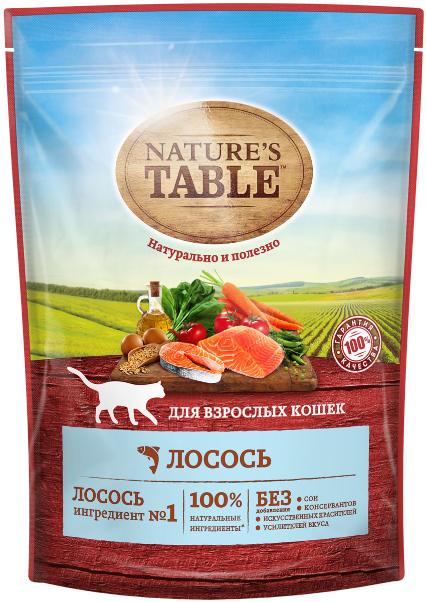 Сухой корм для кошек Nature's Table, лосось, 0,19кг