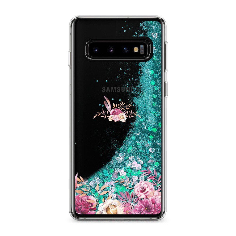

Жидкий чехол с блестками "Нежные розовые цветы" на Samsung Galaxy S10, 27095-1