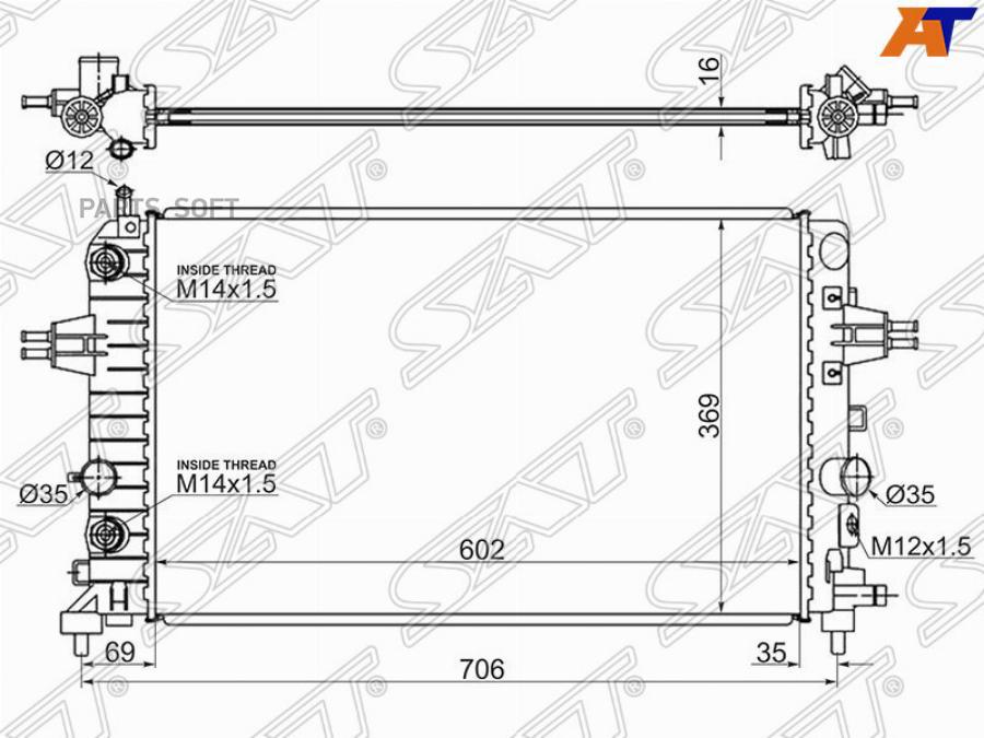 

SAT Радиатор OPEL ASTRA H 1.6/1.8 2004-2010 / OPEL ZAFIRA B 1.6/1.8 2005-