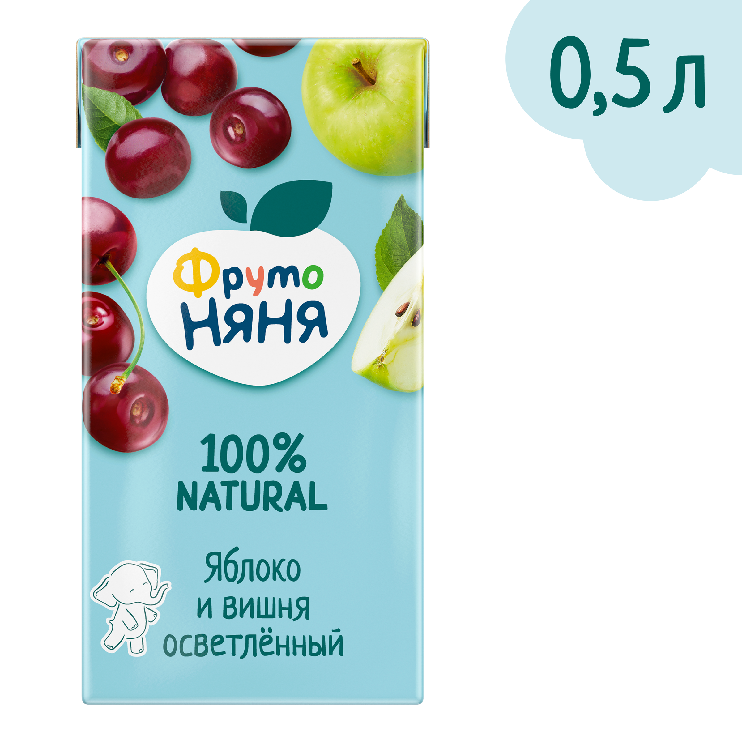 Нектар ФрутоНяня Яблоко и вишня осветленный с 3 лет 500 мл нектар нектар фрутоняня из смеси фруктов снежный карнавал с 6 мес 200 мл