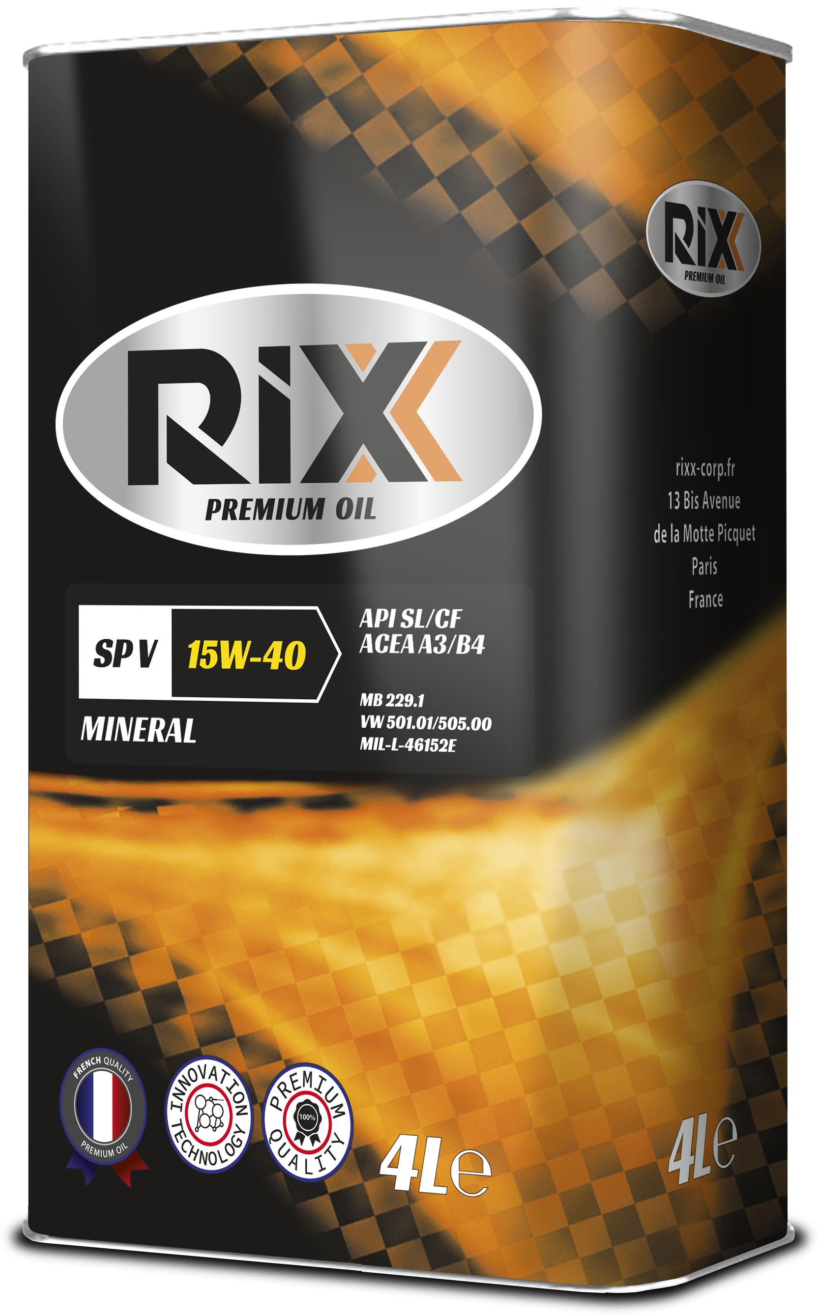 Моторное масло RIXX минеральное SP V 15W40 API SL/CF ACEA A3/B4 4л