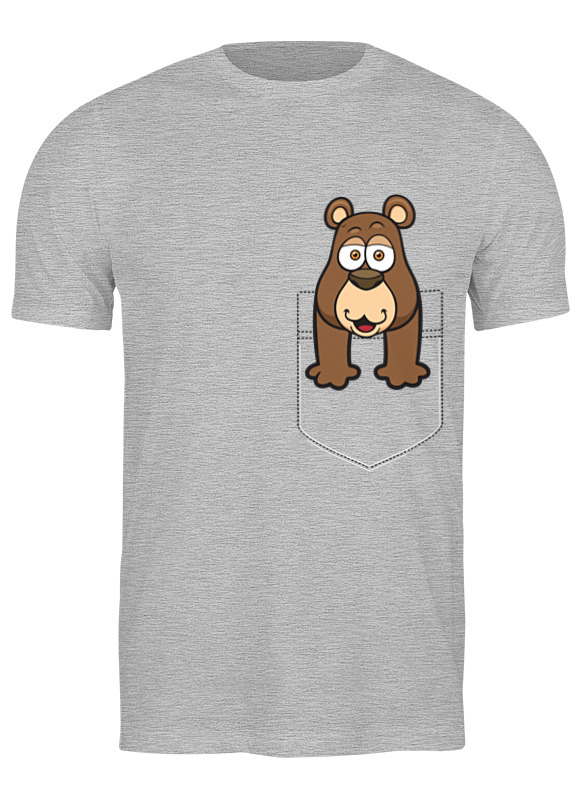 Мужская серый медвежонок футболка Printio, размер M.