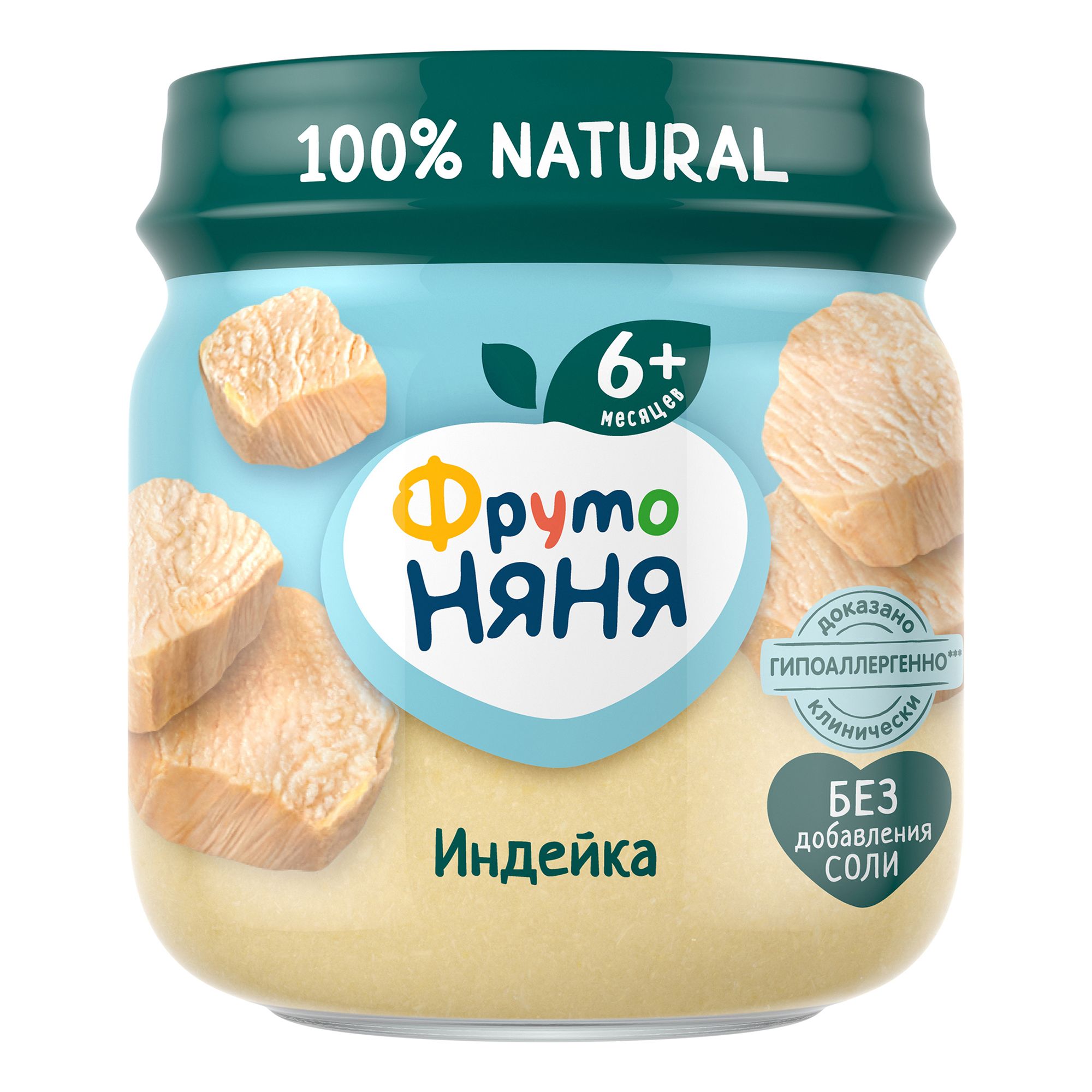 

Пюре мясное ФрутоНяня Индейка с 6 месяцев 80 г, 1 шт., индейка