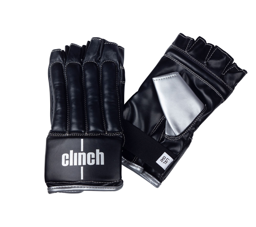 фото Перчатки снарядные clinch bag gloves cut finger, чёрно-серебристые, размер l-xl, 1 пара