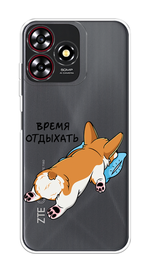 

Чехол на ZTE Blade V50 Smart "Корги отдыхает", Черный;коричневый;голубой, 136550-1