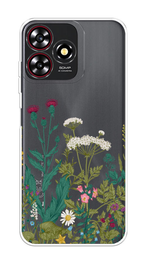 

Чехол на ZTE Blade V50 Smart "Дикие полевые цветы", Зеленый;розовый;белый, 136550-1