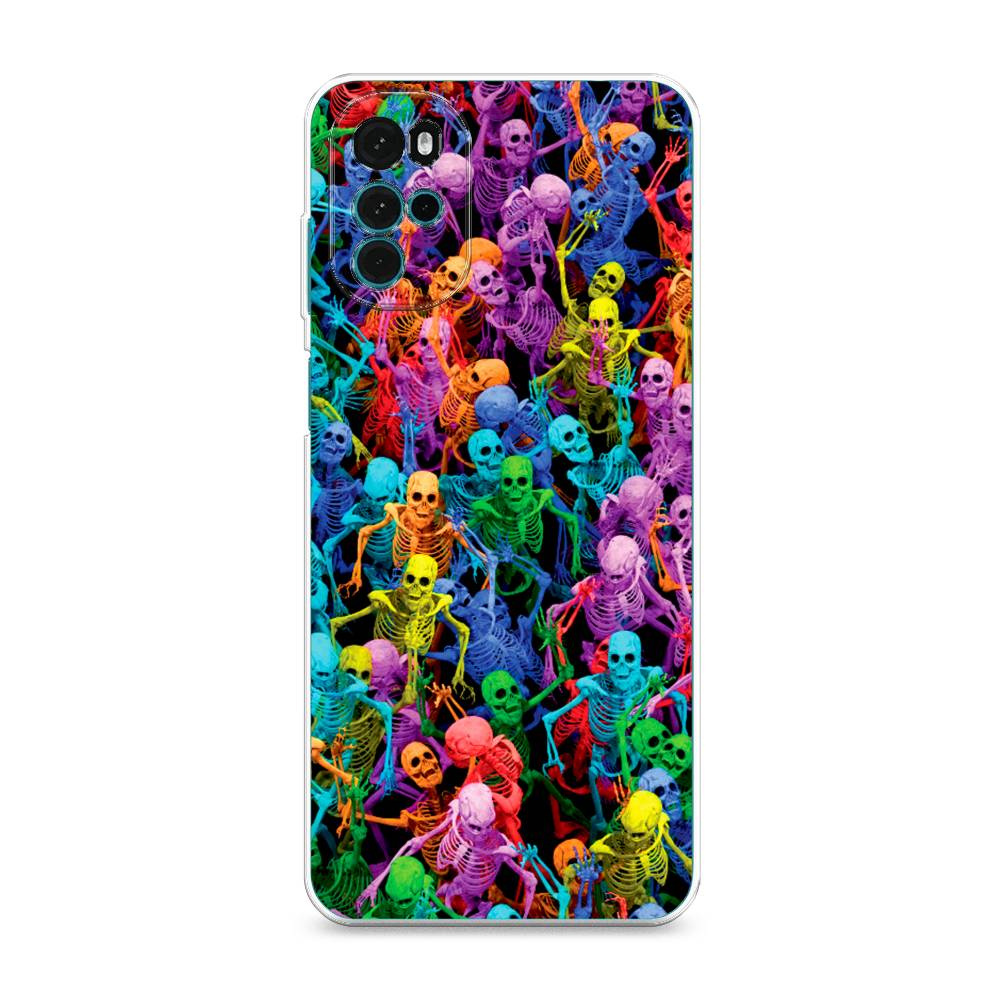 

Чехол на Motorola Moto G22 "Вечеринка скелетов", Фиолетовый;желтый;оранжевый, 243150-6