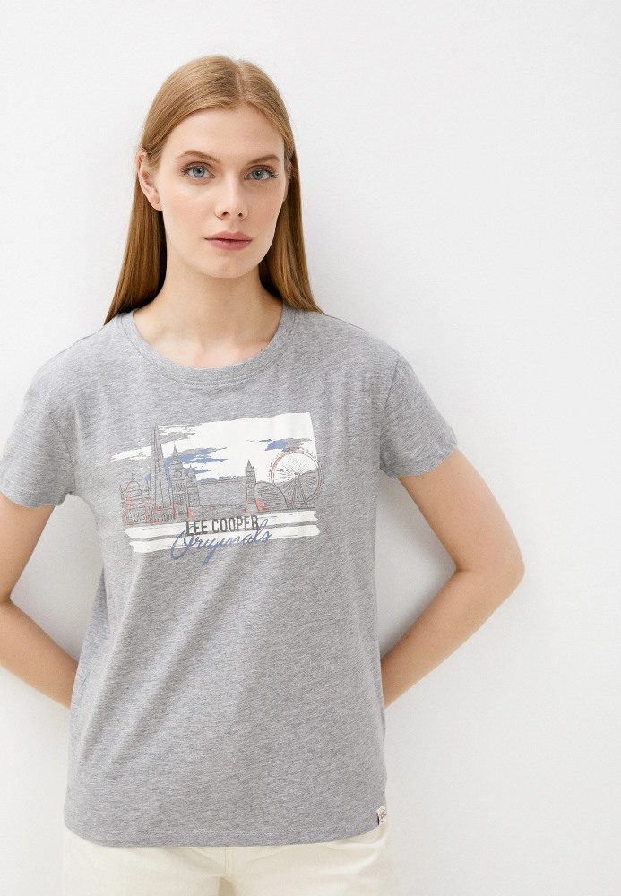 

Футболка женская Lee cooper MT4A120483AS2LC1-LGM серая S, MT4A120483AS2LC1-LGM
