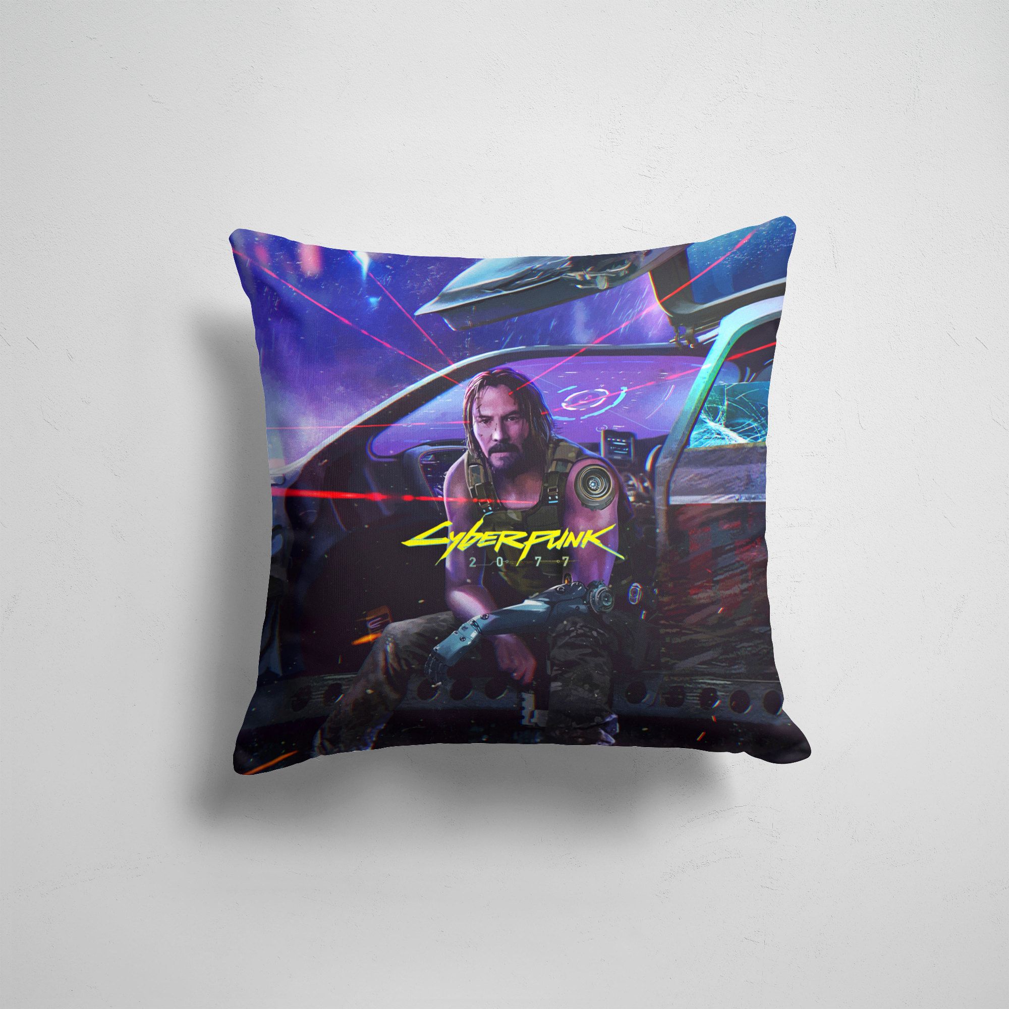 

Подушка декоративная 45х45см Геймерам Cyberpunk 2077 КИАНУ, Разноцветный