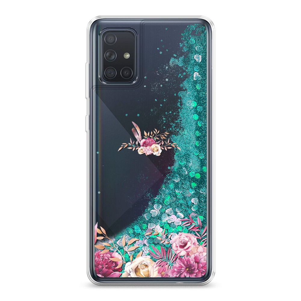 

Жидкий чехол с блестками "Нежные розовые цветы" на Samsung Galaxy A71, 29095-1