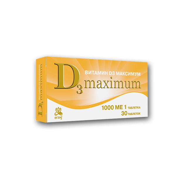 Купить Витамин D3 Максимум 1000 МЕ таблетки 200 мг 30 шт., Фармацевтическая Фабрика