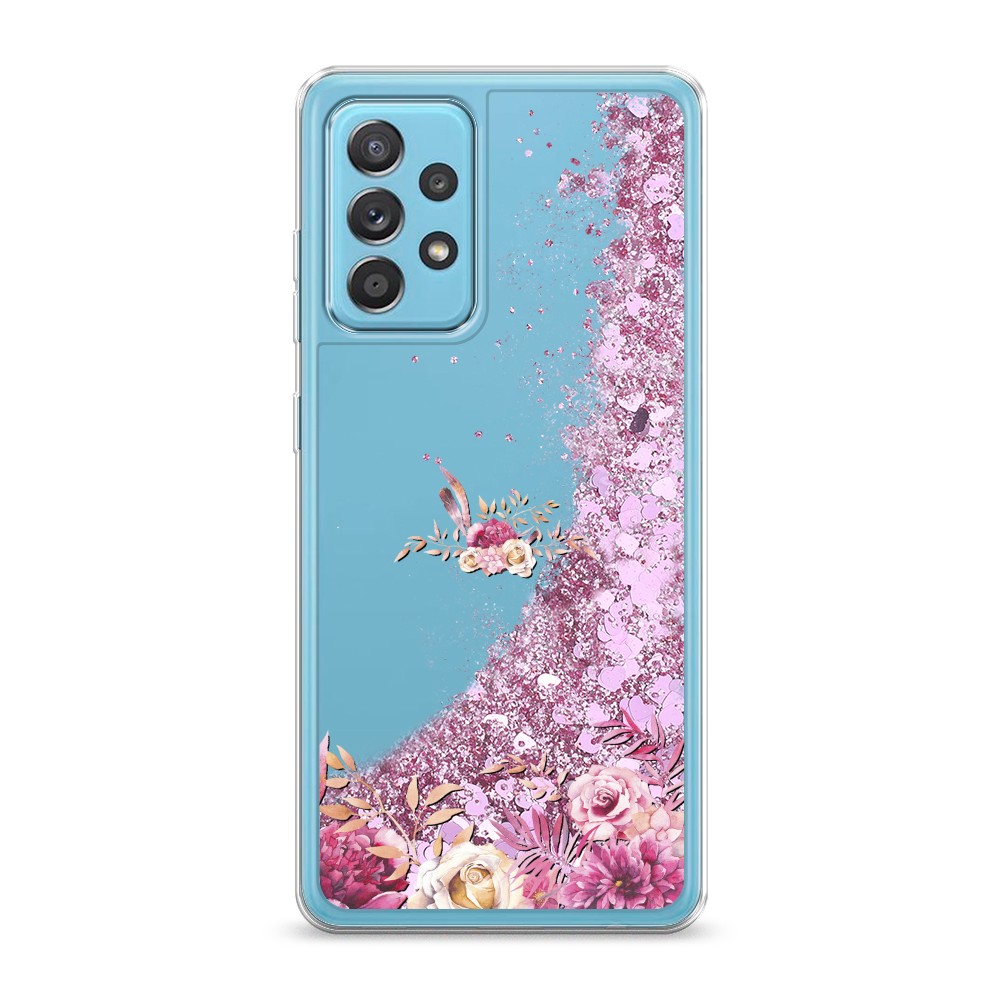 

Жидкий чехол с блестками "Нежные розовые цветы" на Samsung Galaxy A52s