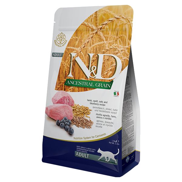 

FARMINA FARMINA CAT N&D ANCESTRAL GRAIN LAMB & BLUEBERRY низкозерновой для взрослых кошек