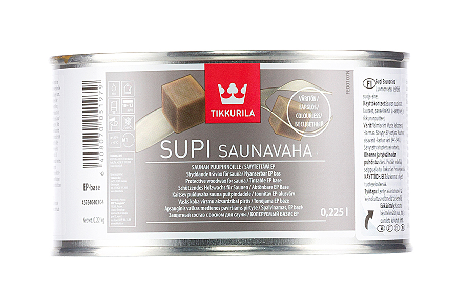 

Защитный состав Tikkurila Supi Saunavaha с воском для сауны колеруемый 0,225 л