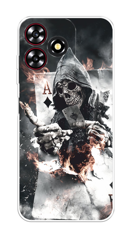 

Чехол на ZTE Blade V50 Smart "Карты черепа в капюшоне", Белый;серый, 136550-1