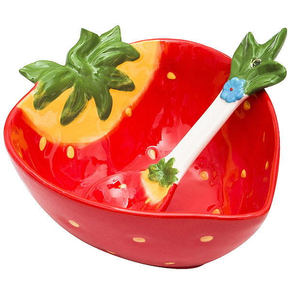 

Салатница с ложкой Клубника, 30256