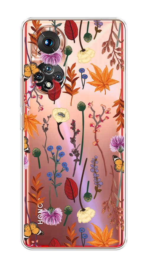 

Чехол на Huawei Honor 50/Nova 9 "Orange Purple flowers", Оранжевый;красный;розовый;желтый;прозрачный, 6106150-1