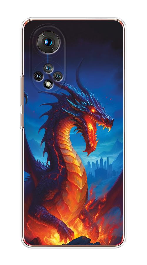 

Чехол на Honor 50/Nova 9 "Дракон над лавой", Оранжевый;коричневый;синий, 6106150-1