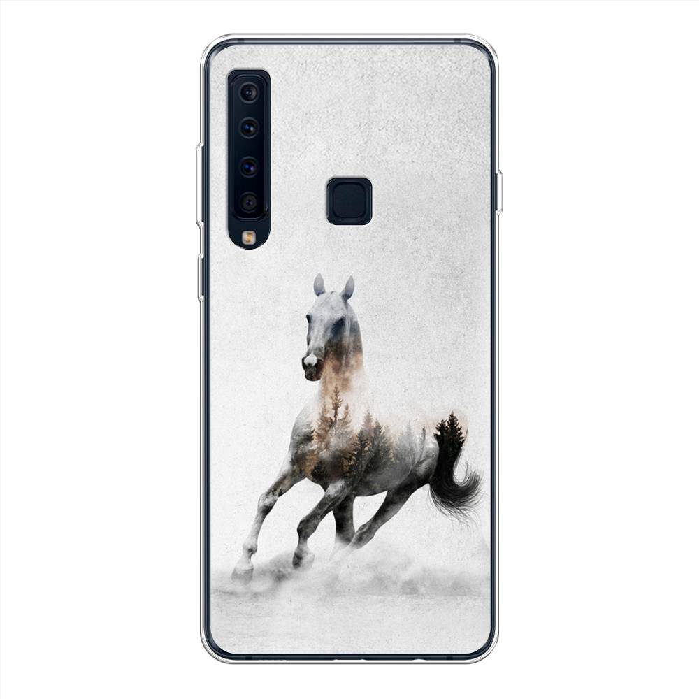 

Чехол Awog на Samsung Galaxy A9 2018 "Лошадь лес", Серый;черный, 26650-2