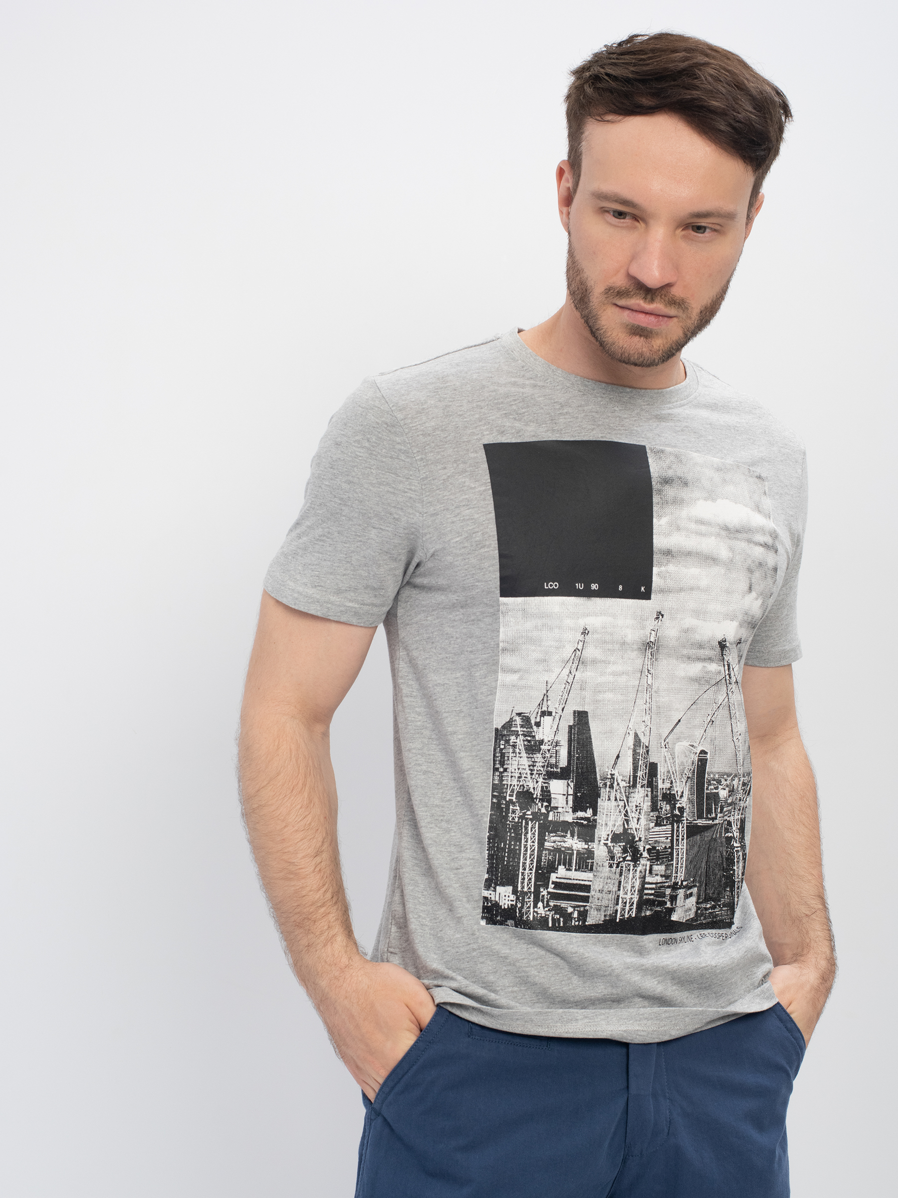 

Футболка мужская Lee cooper MT2A115603BS2LC1-LGM серая 2XL, MT2A115603BS2LC1-LGM