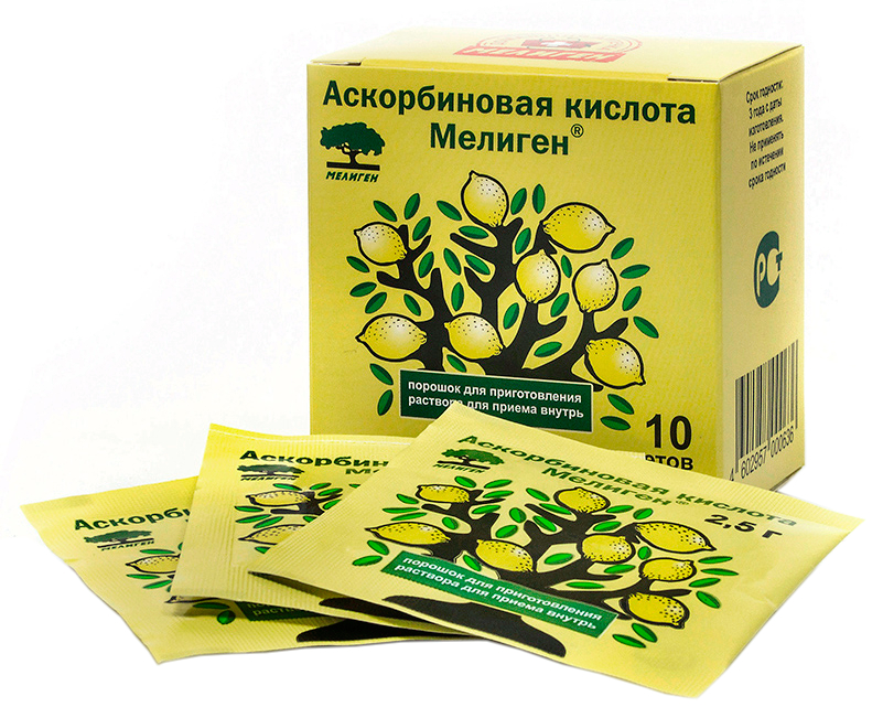 Купить Аскорбиновая кислота пакеты 2, 5 г 10 шт., Мелиген ФП