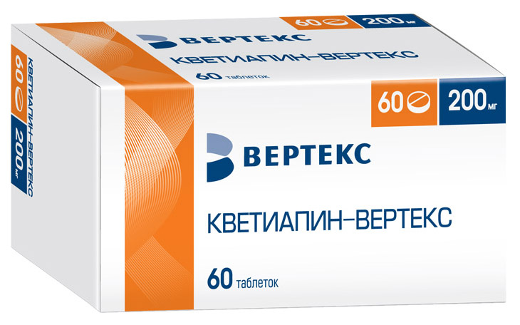 Купить Кветиапин-ВЕРТЕКС таблетки 200 мг 60 шт., Вертекс