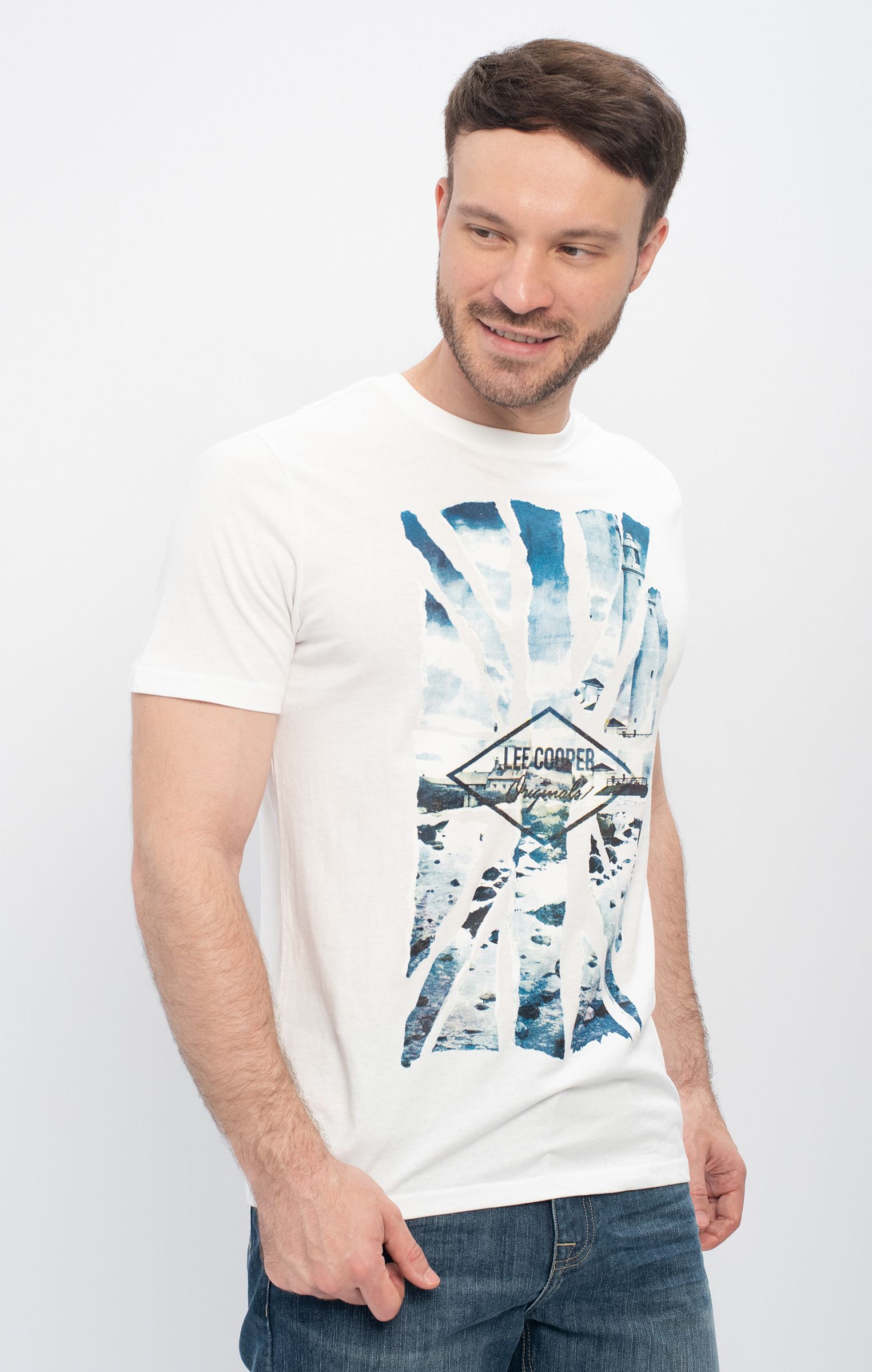 

Футболка мужская Lee cooper MT2A115567BS2LC-WH белая XL, MT2A115567BS2LC-WH
