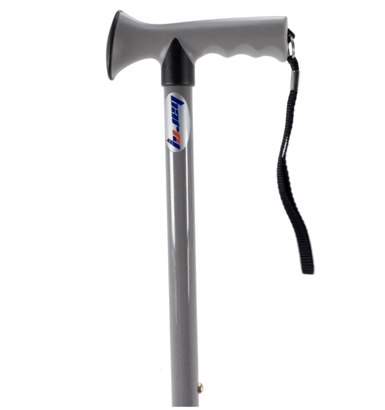 Трость телескопическая с анатомической ручкой и ремешком 10116 G серая